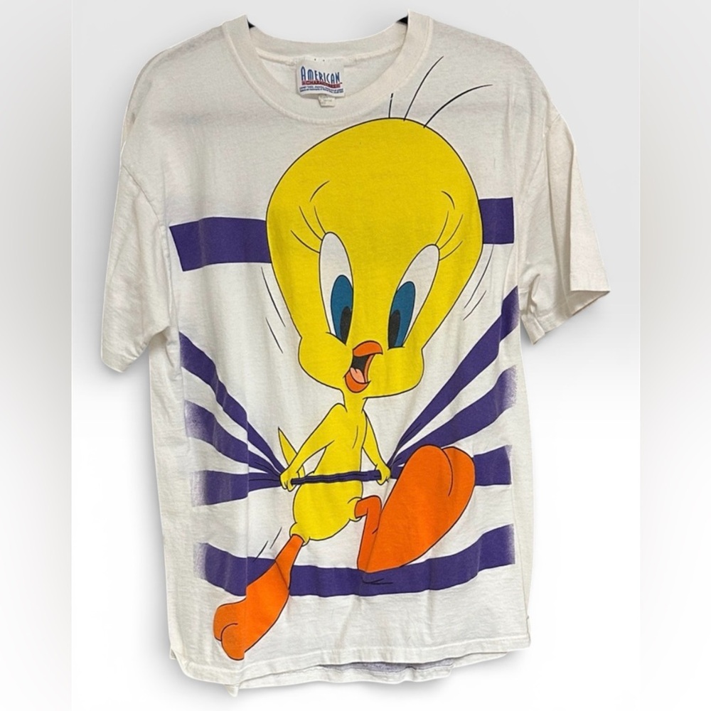 Vintage Tweety Bird Allover Print Single Stitch Graphic T-Shirt
